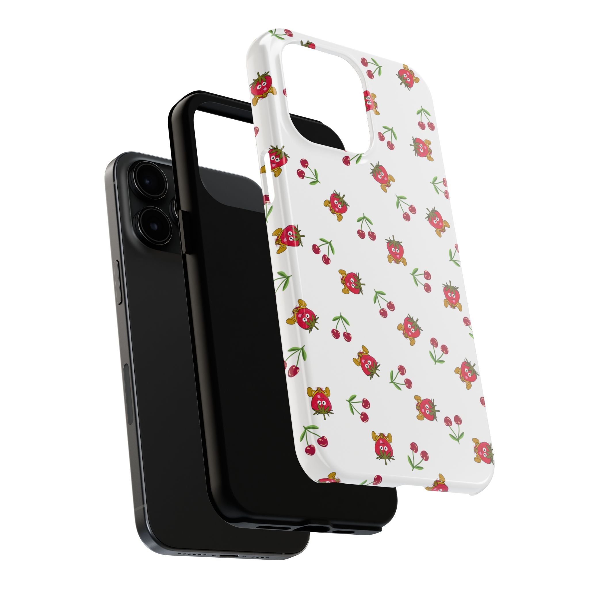 Fruit Patterned Phone Cases, Summer Fruits Phone Covers, Berry Print Tough Cases, Stylish Cell Phone Protectors, Red Fruits Phone