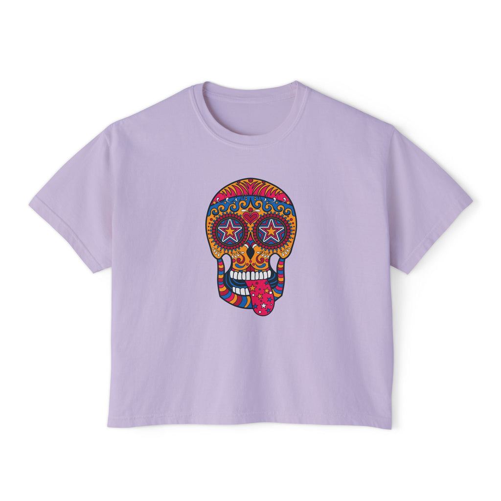 Sugar Skull Boxy Tee - Day of the Dead Women's Shirt