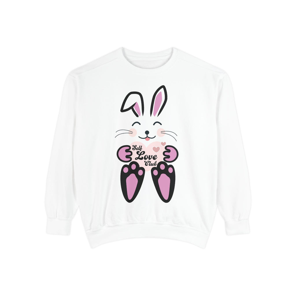 Kawaii Rabbit Face Unisex Sweatshirt, Self Love Club, Cute Jumper, Pastel Bunny Shirt, Cozy Pullover, Gift for Rabbit Lovers