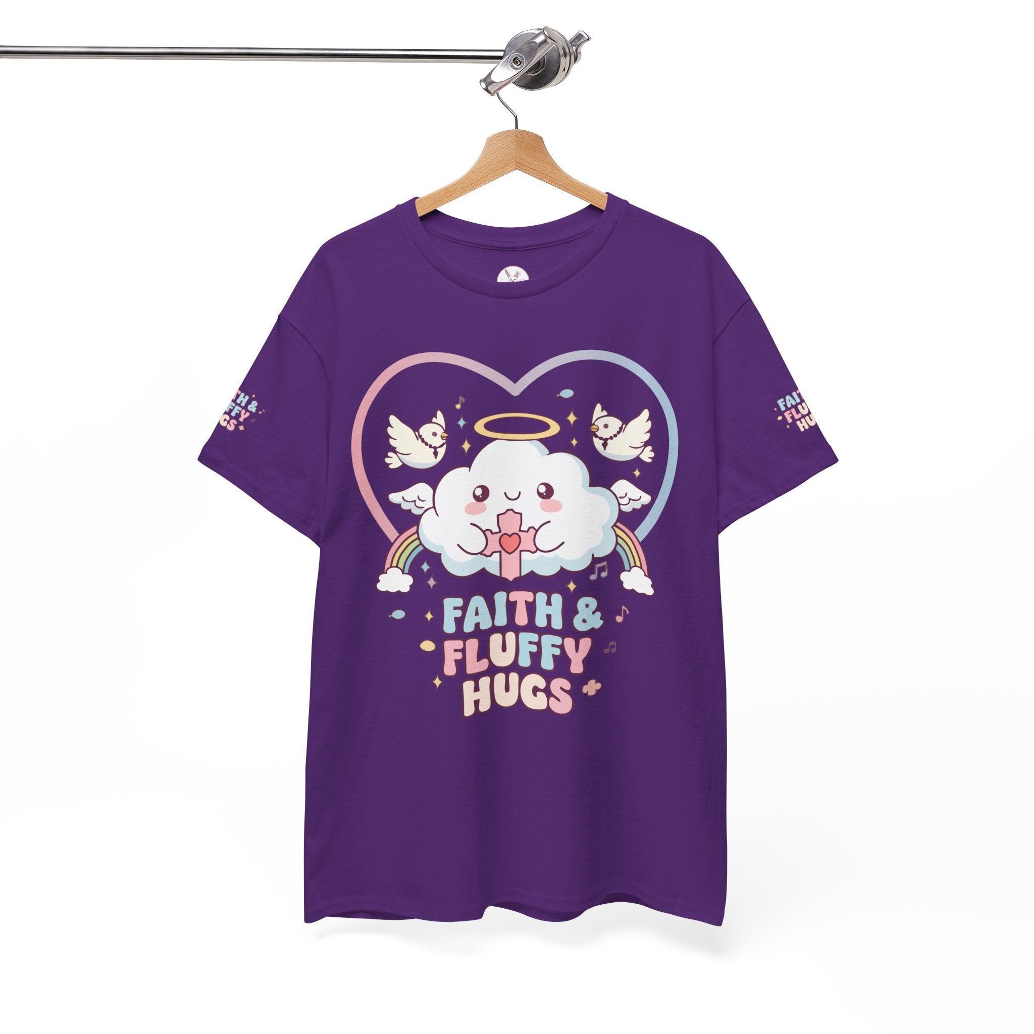 Kawaii Christian T-Shirt - Angel Cloud Rainbow Tee- Religious Graphic Top