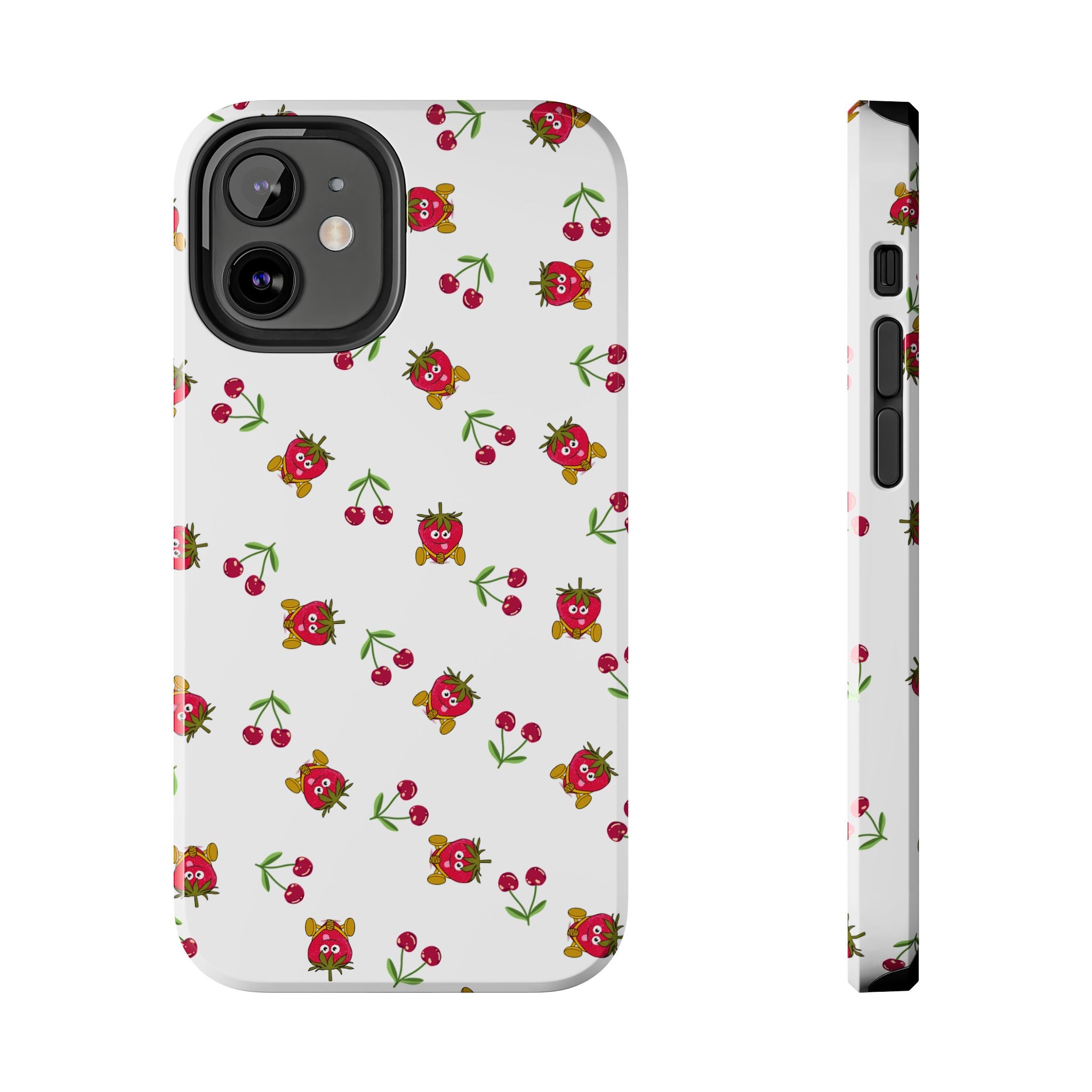 Fruit Patterned Phone Cases, Summer Fruits Phone Covers, Berry Print Tough Cases, Stylish Cell Phone Protectors, Red Fruits Phone