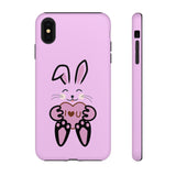 Rabbit With I Love You Heart iPhone Tough Cases, Bunny Phone Cover, Animal Lover Gift, Protective Case, Cute Rabbit Design