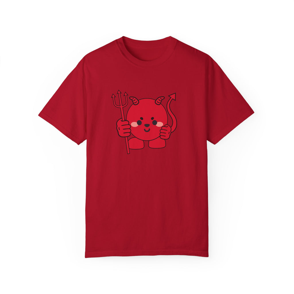 Kawaii Devil Shirt, Cute Demon Garment-Dyed T-shirt, Pastel Grunge Top, Harajuku Inspired Clothing