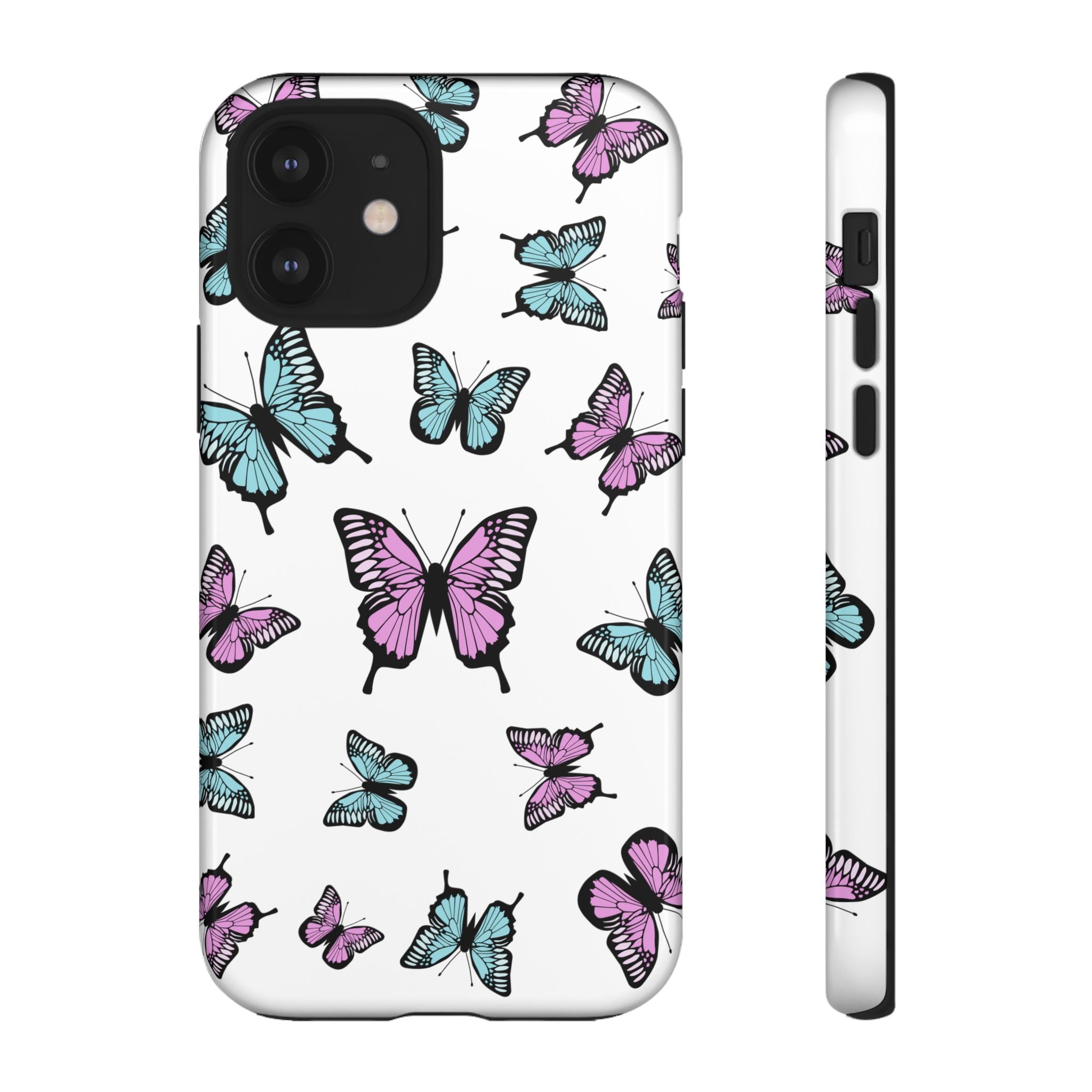 Butterfly Pattern White Background Phone Cases, Protective Cover, Strong Cases, Impact Resistant, Floral Design, Unique Gifts