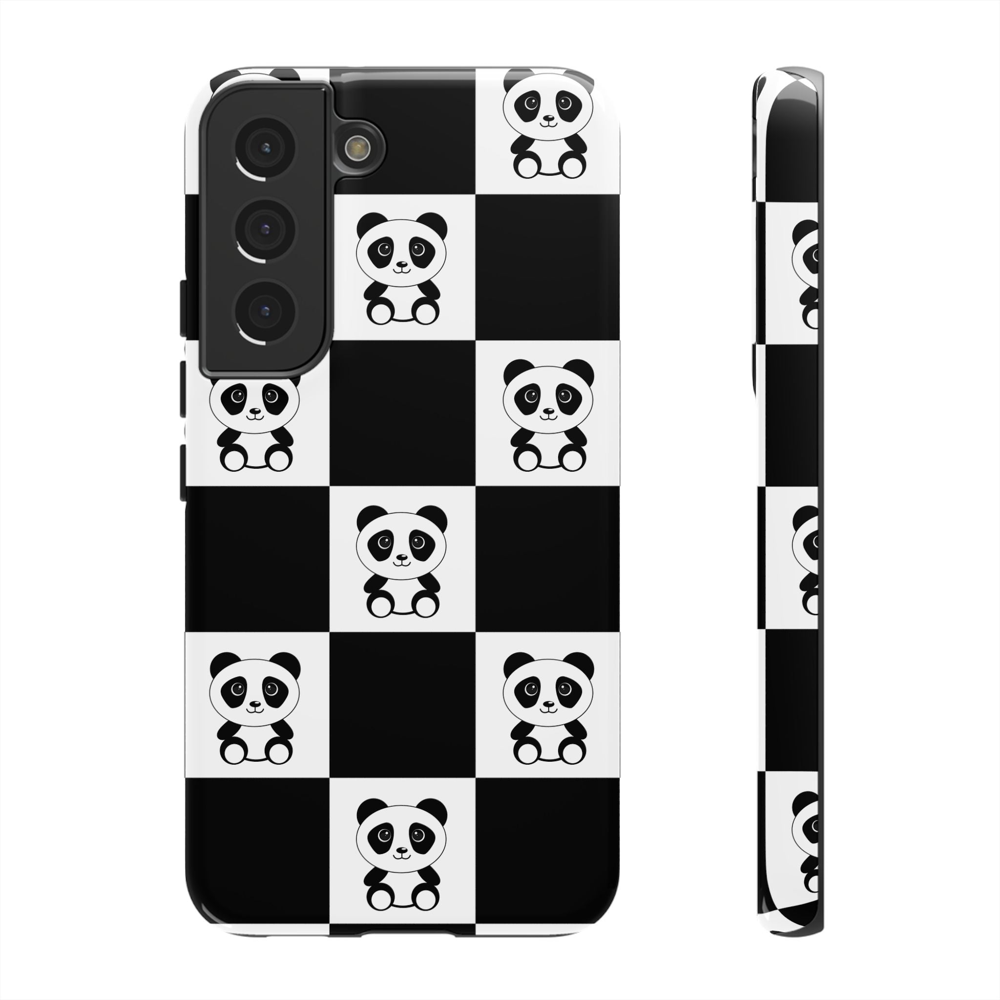 Panda Chessboard Tough Cases, Cute Panda Phone Covers, Chess Pattern iPhone Case, Board Games Phone Accessories, Animal Lover Tech