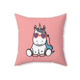 Kawaii Unicorn Spun Polyester Square Pillow