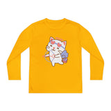 Cute Cupido Cat Youth Tee, Kids Long Sleeve Shirt, Funny Cat Shirt for Girls, Long Sleeve Kids Shirt, Cute Children's Clothing