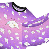 Ghost Print Women's Pajama Set - Short Sleeve Sleepwear for Her - Cute Pajamas