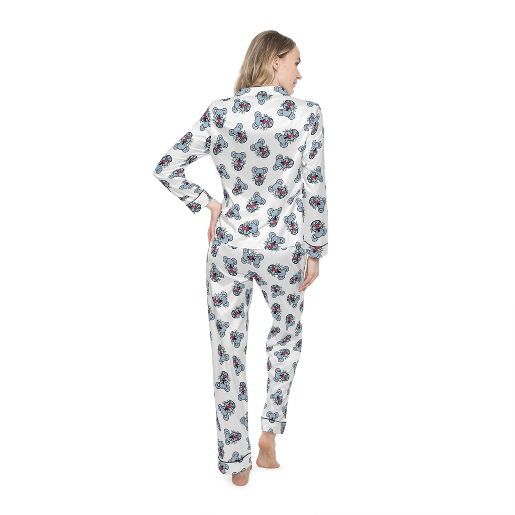 Chic Floral Satin Coala Pajamas, Soft Women's Sleepwear for Relaxation, Cozy Loungewear, Perfect for Gift Giving, Travel Essentials