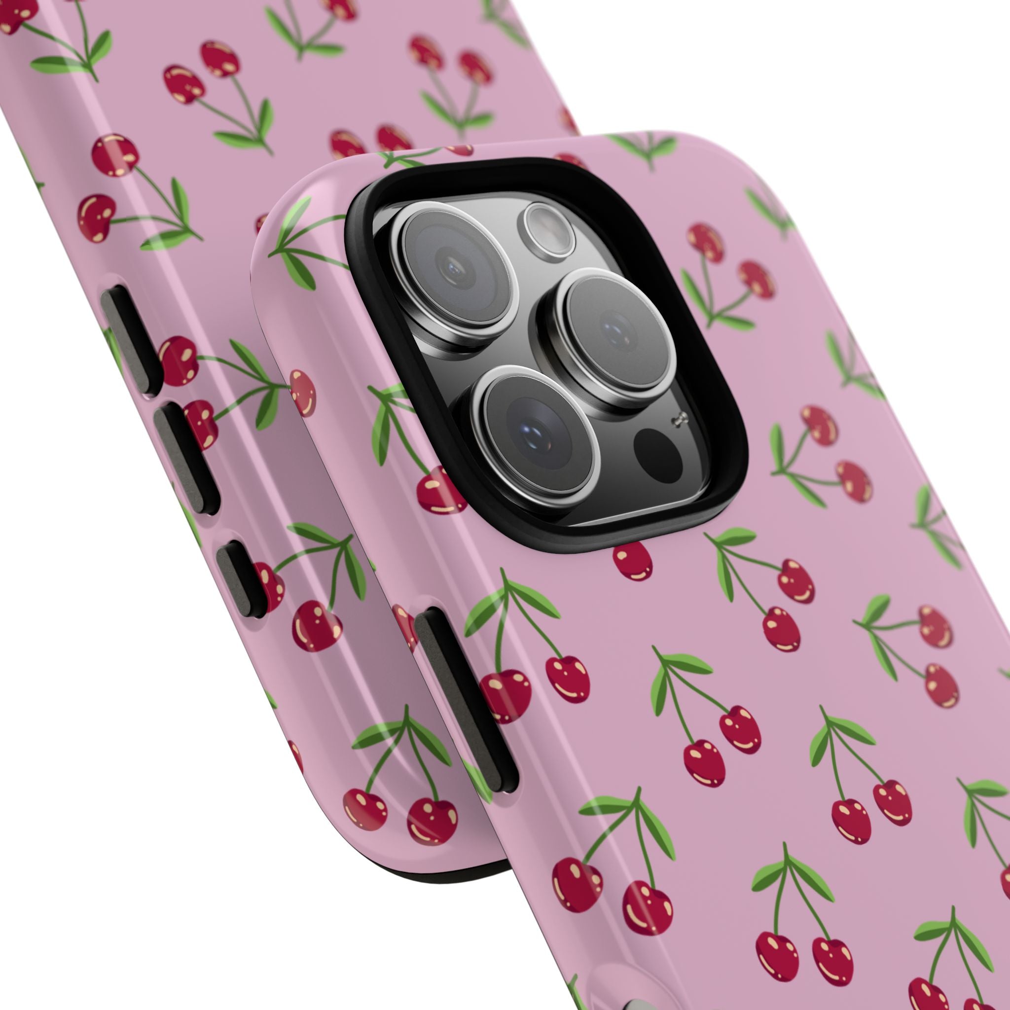 iPhone Cherry Pattern Phone Cases, Floral Tough Cover, Protective Smartphone Shell, Hard Case Gift for Her, Pretty Device Accessories
