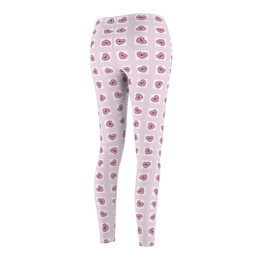 Heart Grid Love Leggings, Valentine's Day Pants, Rosa Hearts Design, Women's Casual Leggings, Gift for Her