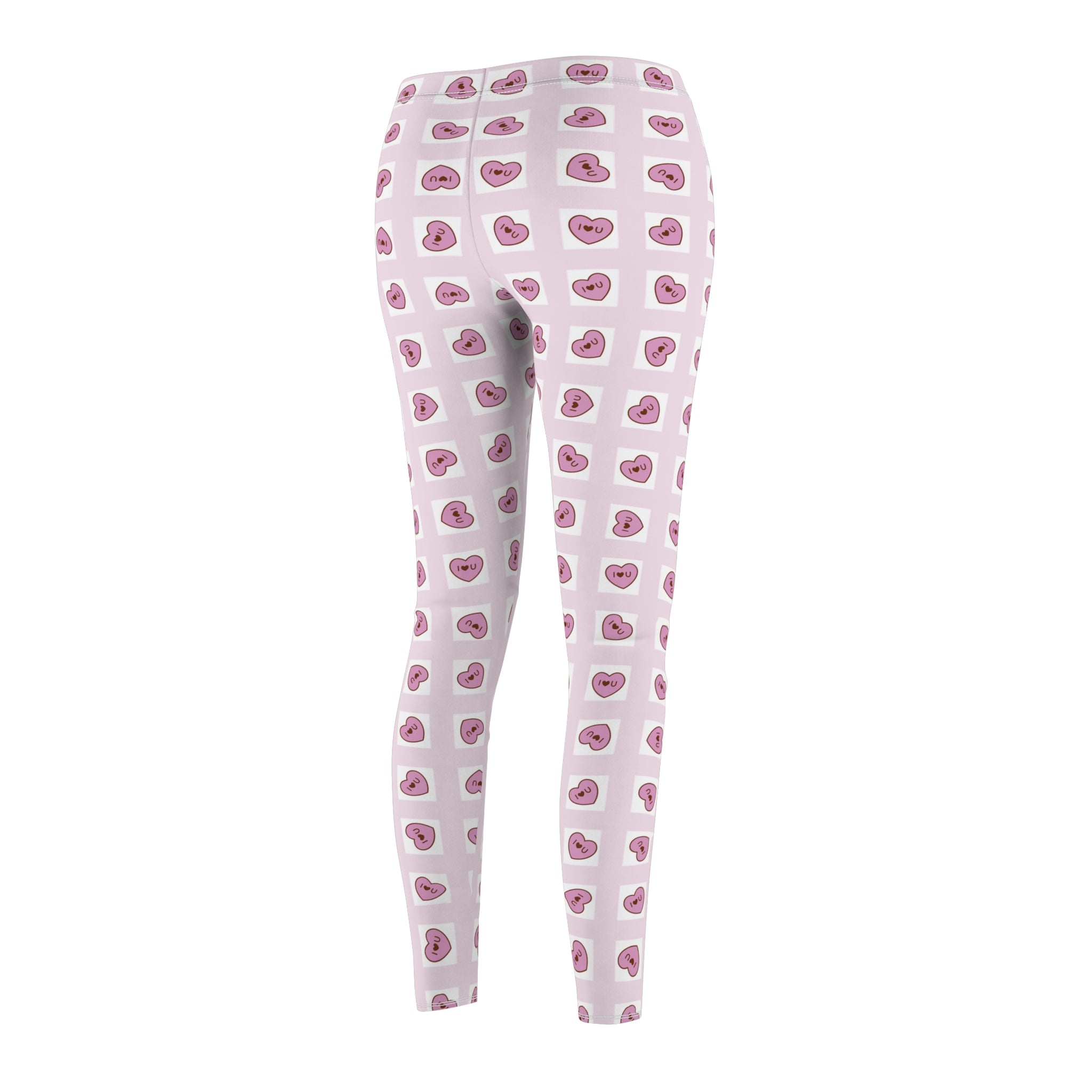 Heart Grid Love Leggings, Valentine's Day Pants, Rosa Hearts Design, Women's Casual Leggings, Gift for Her