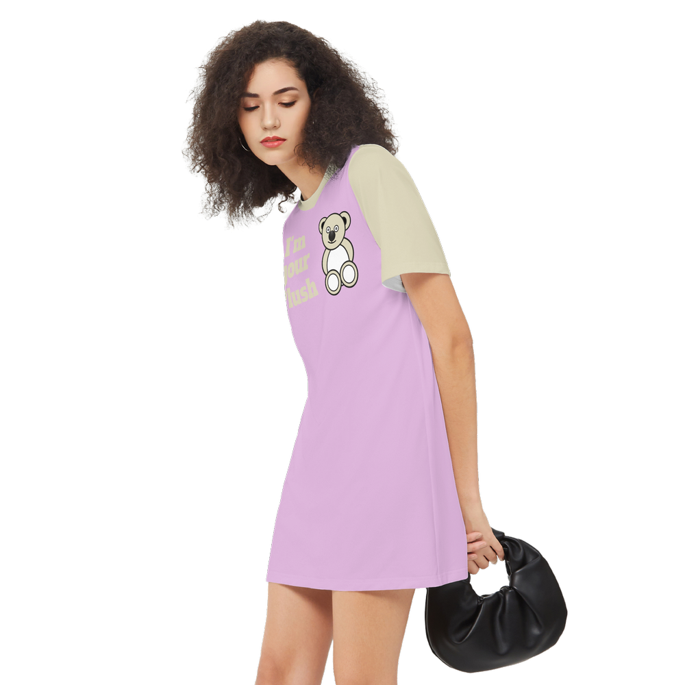 I am your Plush Bear Short-Sleeve T-Shirt Dress-Heavyweight 225g