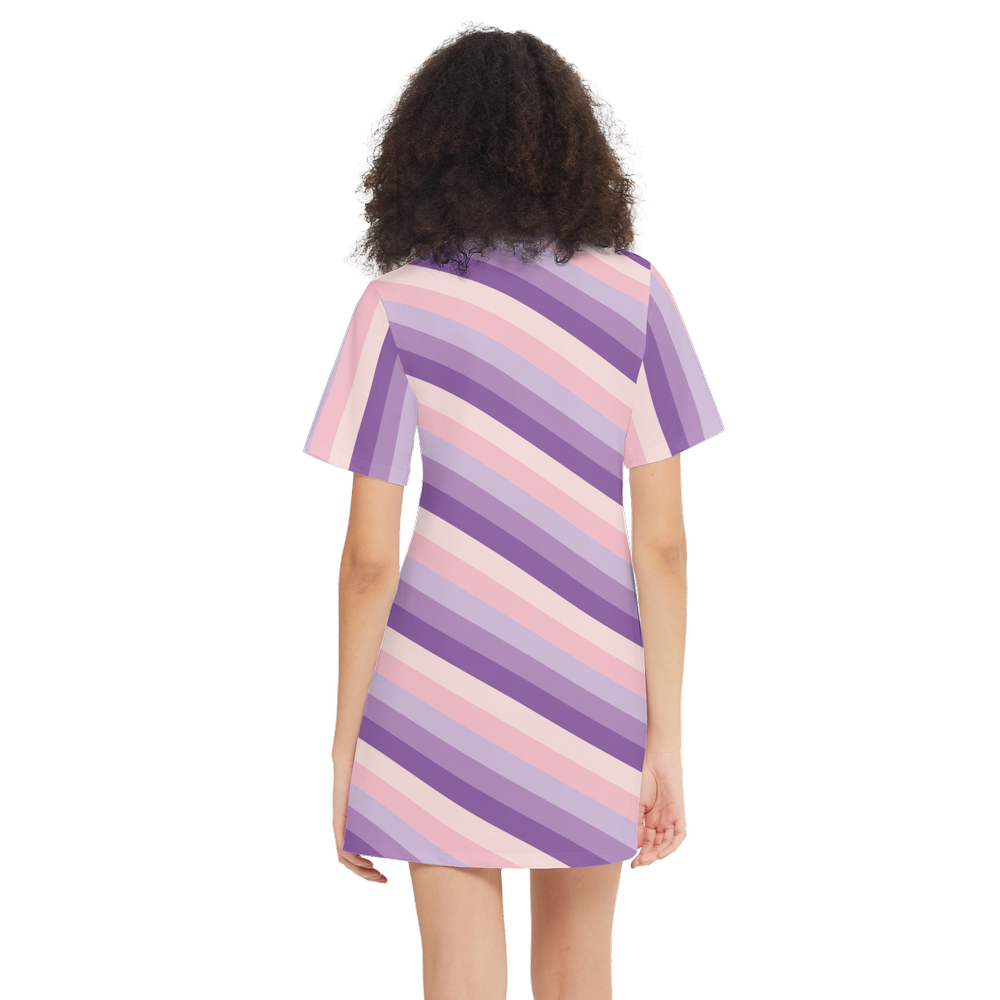 Kawaii Unicorn & Rainbow Women's Short-Sleeve T-Shirt Dress - Premium Heavyweight Fabric