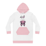 Cute Rabbit I Love You Women's Hoodie Dress, Valentine's Day Gift, Cozy Animal Graphic Sweatshirt Outfit, Bunny Lover Merch