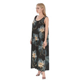 Kawaii Heaven Women's Elegant Floral Black Sleeveless Rayon Maxi Dress