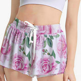 Floral Rose Skort – Pink High Waisted Skirt Shorts with Pockets