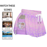 Pastel Heart Skort with Unicorn and Girl Print – Kawaii Women’s Sports Skirt