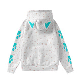 Kawaii Heaven Women's Cute Cat Ear Hoodie with Blue Paw Print Design