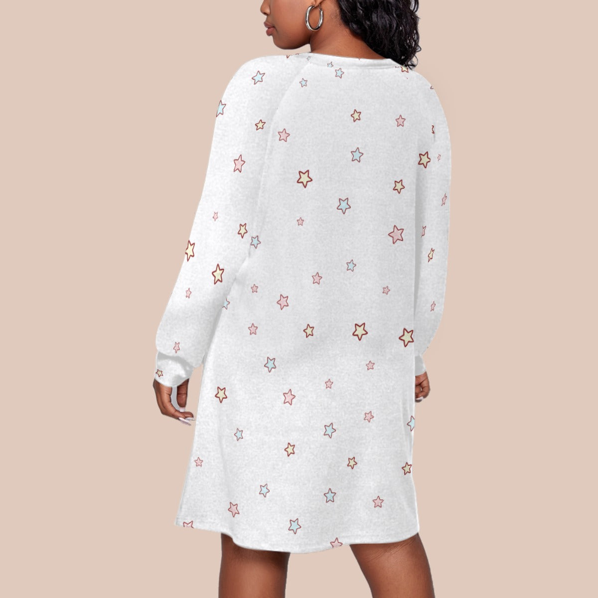 Kawaii Heaven Playful Cat Print Plus Size Raglan Sleeve Dress for Women