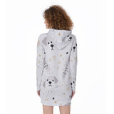Kawaii Heaven Women's Long Puppy Star Hoodie Dress with Kangaroo Pocket