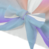 Pastel Gradient Tie-Front Blouse – Sheer Bell Sleeve Crop Top