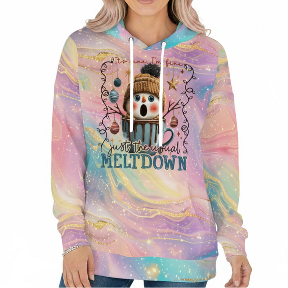 Funny Pastel Snowman Hoodie – Cozy Winter Melt Down Sweatshirt