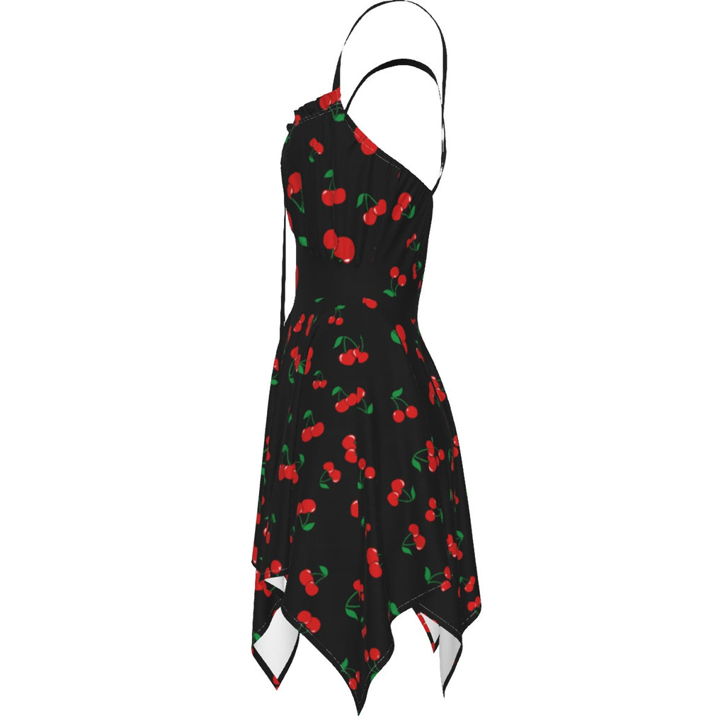 Cherry Handkerchief Dress – Cute Cherry Print Summer Beach Dress