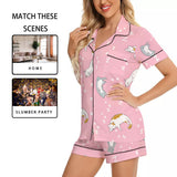 Kawaii Heaven Women's Imitation Silk Short Sleeve Pajama Set for Summer Comfort
