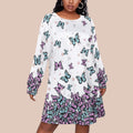 Kawaii Heaven Plus Size Butterfly Print Long Sleeve Raglan Jersey Dress