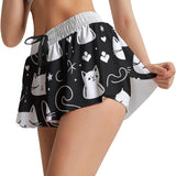 Women's Midnight Meow Active Skort with Hidden Cat Print | Kawaii Heaven