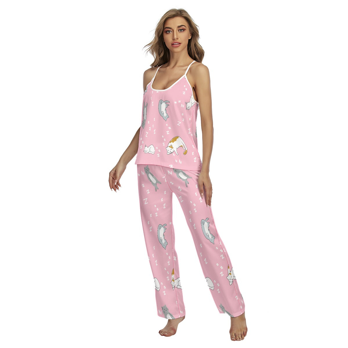 Kawaii Heaven Women's Cami Pink Animal Print Pajamas Set | Soft & Comfortable