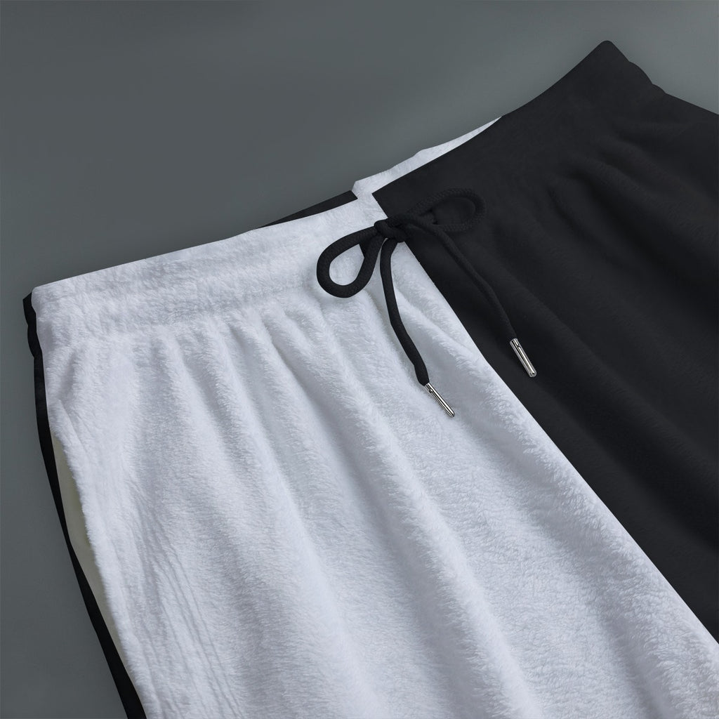 Black Cat Paw Fleece Joggers – Kawaii Black and White Lounge Pants