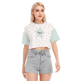 Kawaii Blue Star Cropped T-shirt - Cute Aesthetic Y2K Crop Top for Women, 100% Cotton Regular Fit with Navel Design