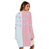 Pastel Teddy Long Sleeve Dress – Relaxed Fit Pocket Dress