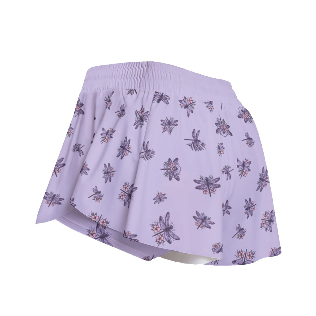 Purple Dragonfly Athletic Skort – Tennis Skirt with Built-In Shorts and Pockets