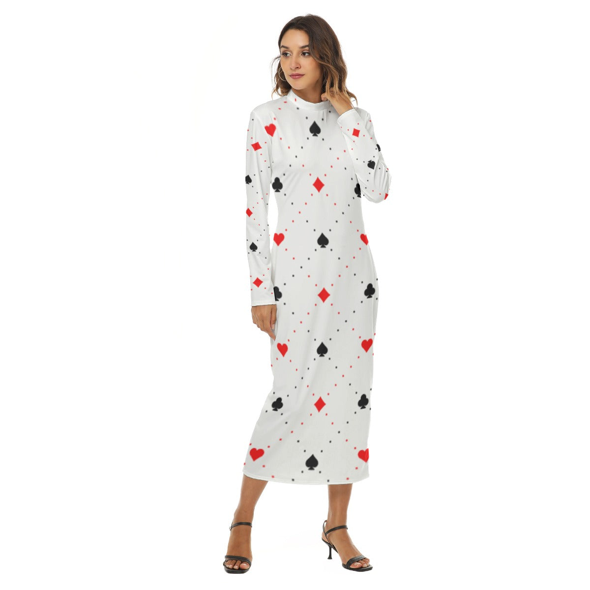 Kawaii Heaven Women's Sexy Close-Fitting Hip Dress with Zipper | Queen of Cards Maxi Dress