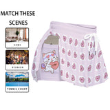 Kawaii Heaven Women's Cat Love Heart Print Skorts with Pockets - Lilac