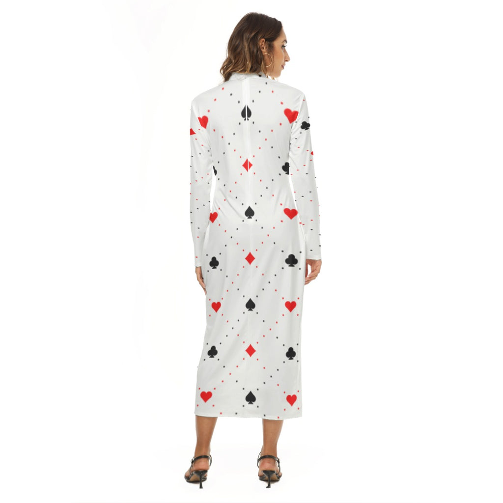 Kawaii Heaven Women's Sexy Close-Fitting Hip Dress with Zipper | Queen of Cards Maxi Dress
