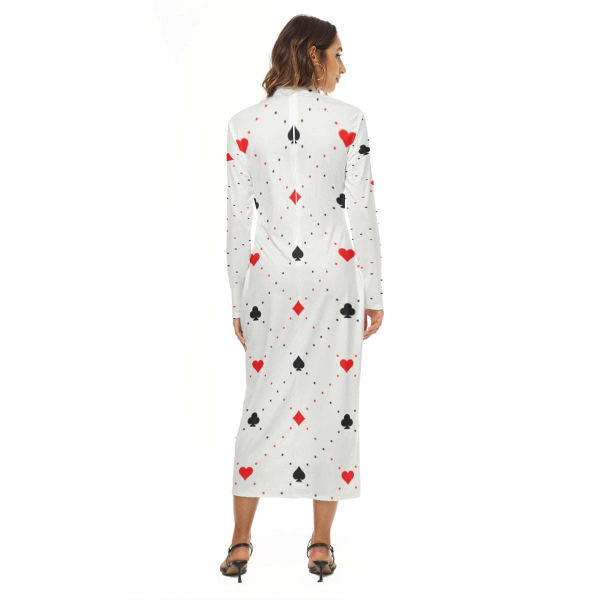 Kawaii Heaven Women's Sexy Close-Fitting Hip Dress with Zipper | Queen of Cards Maxi Dress