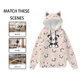 Kawaii Panda Hoodie with Ears - Cute Animal Pullover Sweatshirt for Women