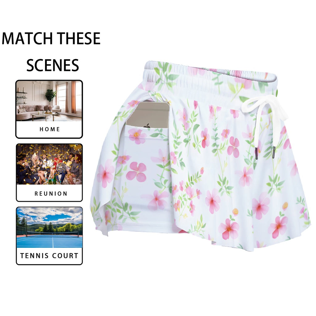 Floral Skort with Pockets – High Waisted Summer Skirt Shorts