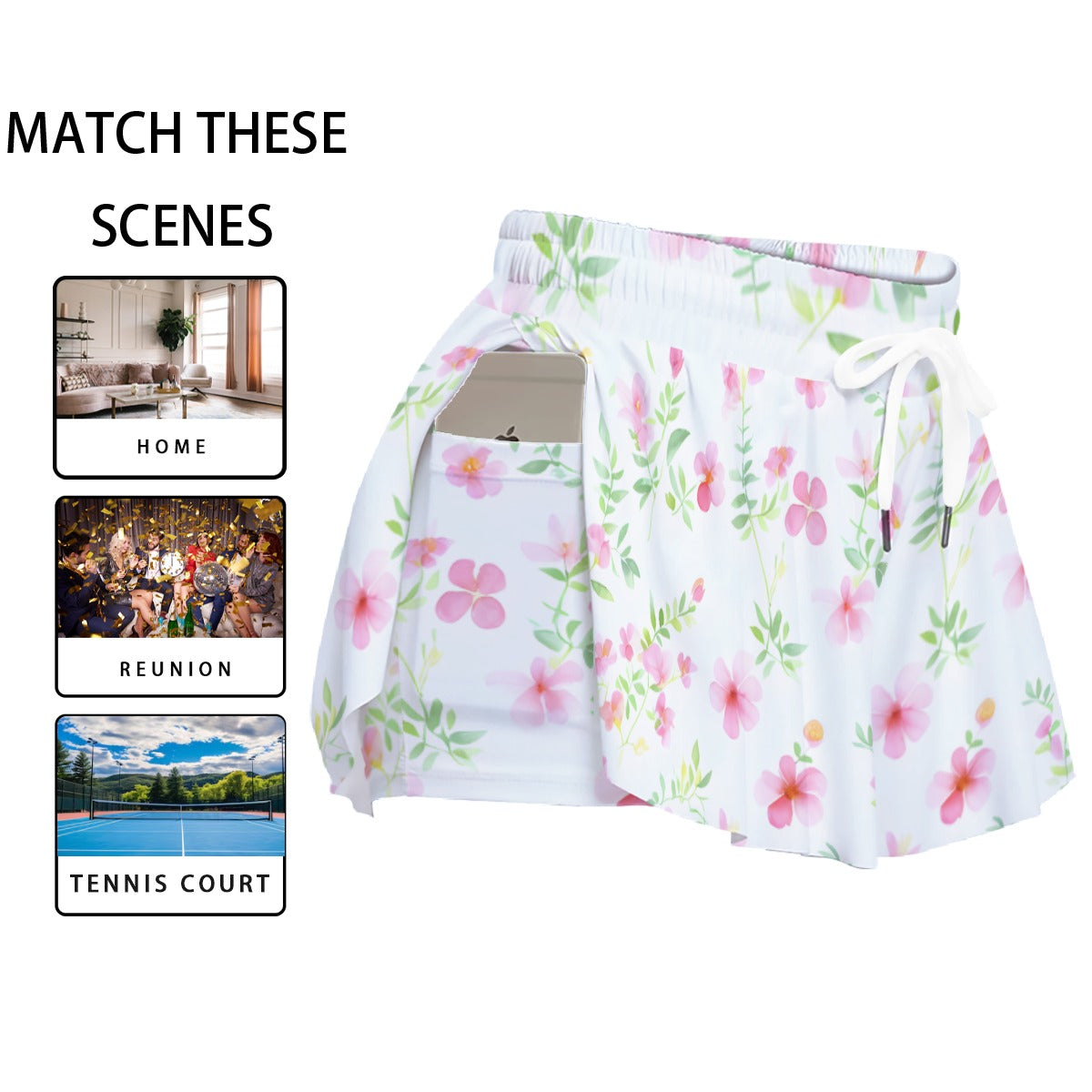 Floral Skort with Pockets – High Waisted Summer Skirt Shorts