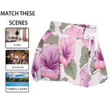 Hibiscus Floral Skort – Pink Tropical Skirt Shorts with Pockets