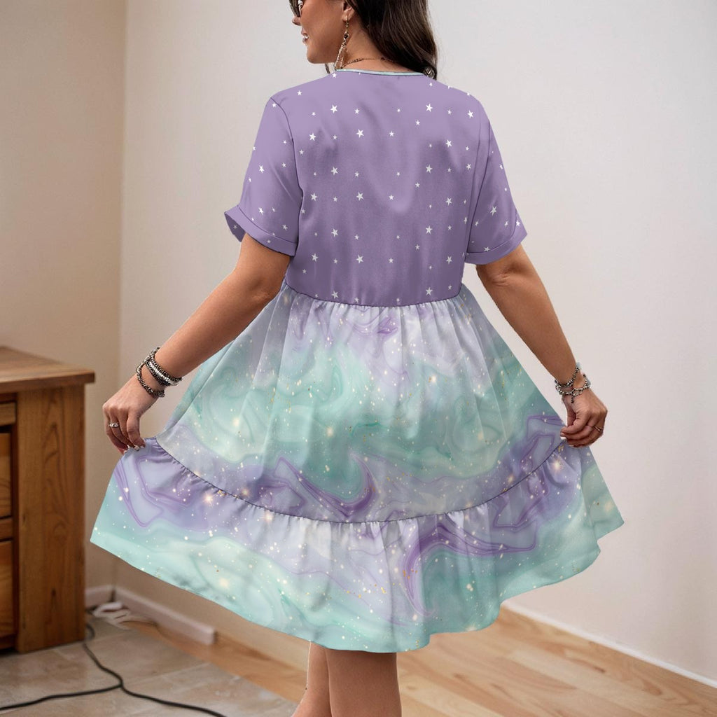 Pastel Galaxy Star A-Line Dress