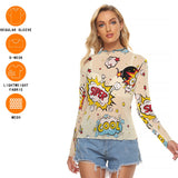 Kawaii Heaven Women's Long Sleeve Mesh T-Shirt - Sexy Comic Graphic Print