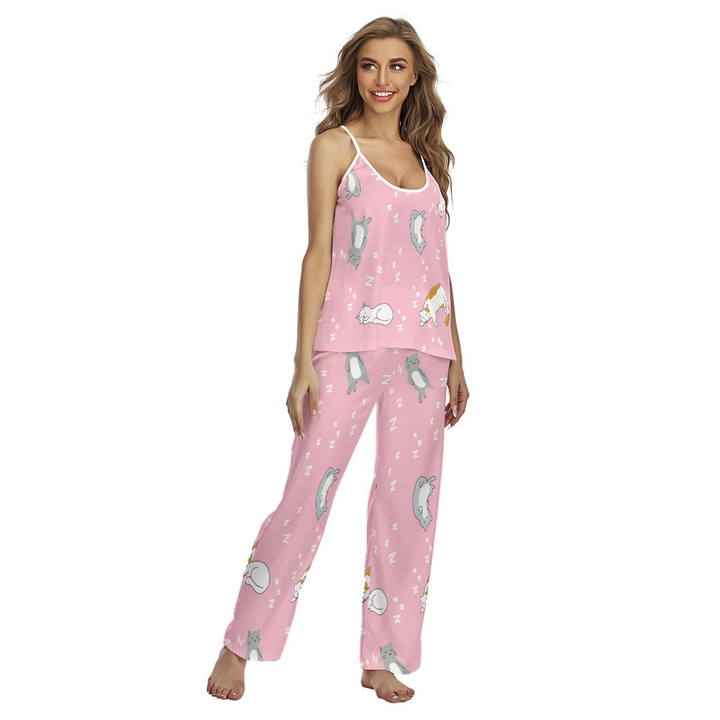Kawaii Heaven Women's Cami Pink Animal Print Pajamas Set | Soft & Comfortable