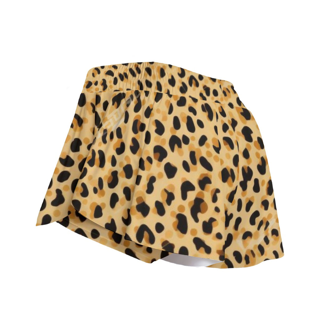 Kawaii Heaven Leopard Print Women's Sport Skort with Phone Pocket