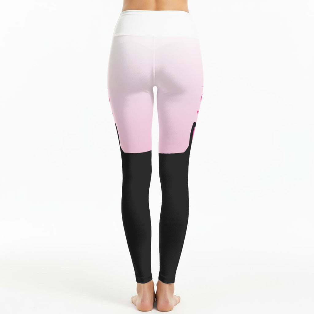 Pastel Pink Black Cat Leggings