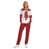 Santa Print Christmas Pajama Set – Women’s Red Plaid Holiday Loungewear